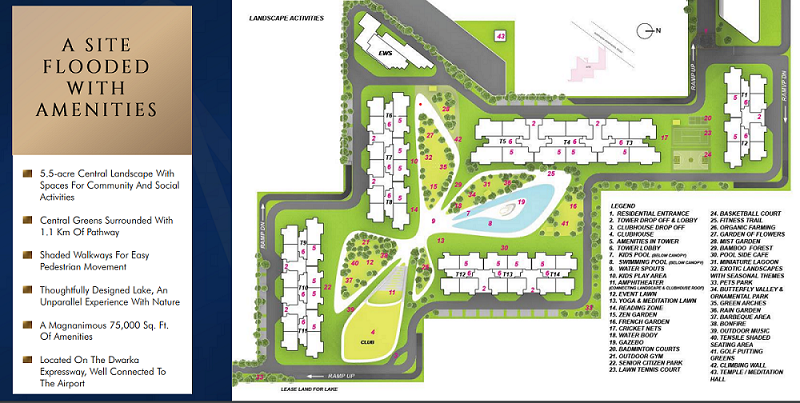a site flooded with amenities map